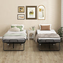 Letto Pieghevole Singolo 90x200 cm con Materasso Spesso 10 cm Rete in Metallo Nero   