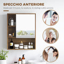 Armadietto con Specchio da Bagno con Mensole a Giorno 60x15x76cm Noce  