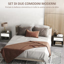 Set 2 Comodini con Cassetto e Ripiano Aperto 39x28x41 cm in Legno Bianco e Grigio Scuro   