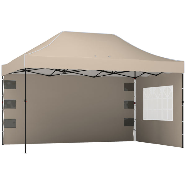 Gazebo Pop Up Pieghevole 430x290x315 cm con Pareti Laterali e Finestre in Metallo e Tessuto Oxford Marrone Sabbia acquista