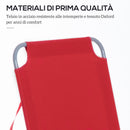 Lettino Prendisole Pieghevole 187x55x24 cm con Schienale Reclinabile su 5 Livelli in Tessuto Oxford Rosso      