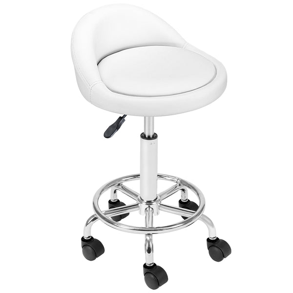 Sgabello Seduta imobottita e Schienale Basso con Ruote Base Acciaio 360 Bianco online