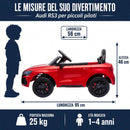 Macchina Elettrica per Bambini Licenza Audi RS 3 Sportback 12V Sedili in Pelle e Telecomando Rosso