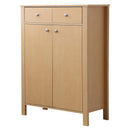 Scarpiera con 2 Ante e Cassetti in Legno Naturale 80x34x104 cm 