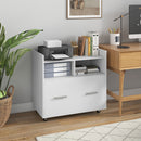 Mobile Archivio da Ufficio 76L x 40P x 75,5A cm con Ruote e Ripiano Aperto Ampio Cassetto in Trcuciolato Bianco      