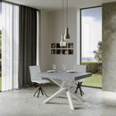 Tavolo Allungabile 140-244x90x77 cm Volantis Cemento Telaio Bianco 