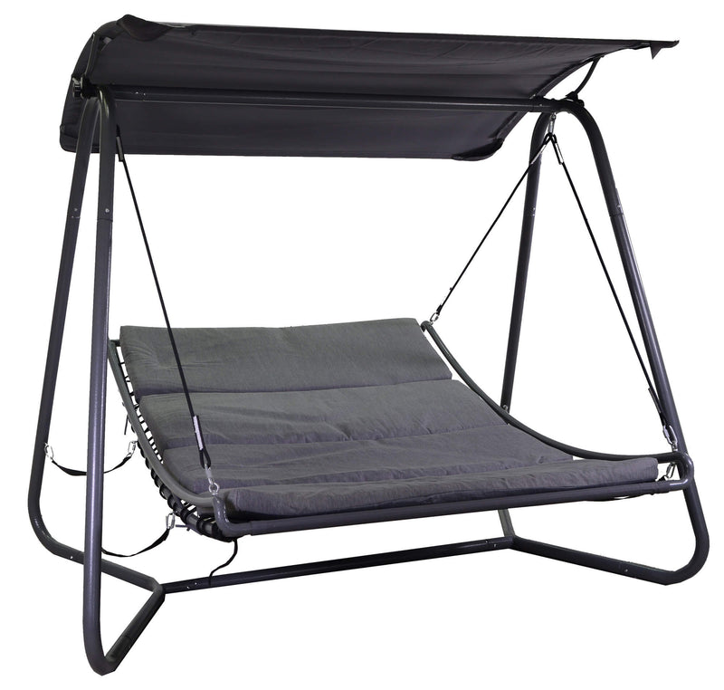 Dondolo Letto da Giardino 216,5x200x182 cm in Metallo Indiana Grigio