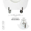 Copriwater Universale 35,8x46 cm in MDF Cerniere in Metallo Cromato Liuto Bianco Lucido