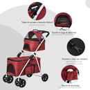 Passeggino Doppio per Cani e Gatti Pieghevole 82x48x100 cm in Metallo e Tessuto Oxford Rosso