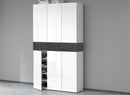 Armadio Scarpiera 6 Ante e 1 Ripiano a Ribalta 114x35x200 cm Savona 6A 1R Bianco Opaco/Grigio Ardesia  