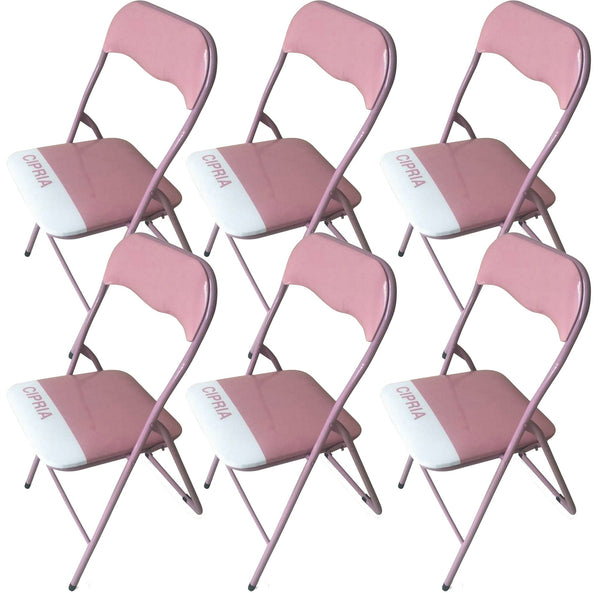 Set 6 Sedie Pieghevoli in Metallo Soriani Cipria prezzo