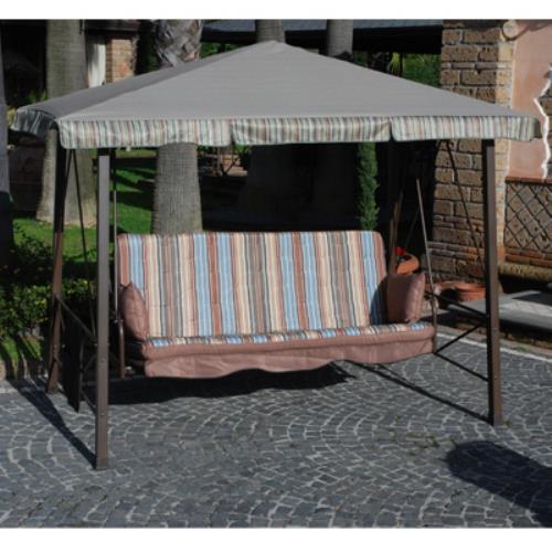 Pagoda a Dondolo 3 Posti in Ferro con Rivestimento Seduta e Funzione Letto 247X138X201 Cm prezzo