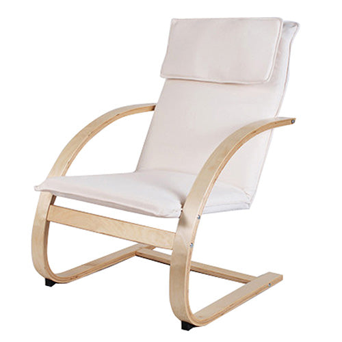 Poltrona Relax con Struttura in Legno Rivestimento Sfoderabile in Tessuto Panna online