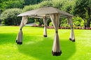Gazebo da Giardino 3x3m in Acciaio e Poliestere Beige