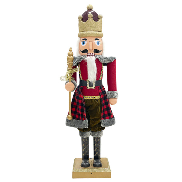 acquista Soldato Schiaccianoci Natalizio H120 cm con Luci Suoni e Movimento Rosso Scozzese