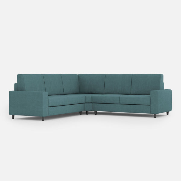sconto Divano Angolare 5 Posti 226x226x85 cm Sakar in Tessuto Petrolio
