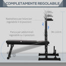 Panca Pesi Pieghevole 140x73x98-122 cm in Acciaio Nero