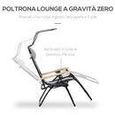 Sedia Sdraio Zero Gravity Reclinabile 89x65x113 cm in Acciaio e Tessuto Oxford Grigio Chiaro