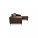 Divano con Chaise Longue Gregory in Tessuto Marrone