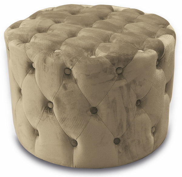 sconto Pouf Poggiapiedi Sgabello Tondo Ø60 cm in Velluto Soriani Tortora