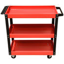 Carrello Porta Attrezzi da Officina 3 Ripiani Rosso 70x35x75.5 cm 