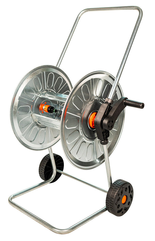 acquista Carrello Avvolgitubo Manuale con Ruote 80 mt Tubo Ø1/2” in Acciaio Zincato Grigio Agrati