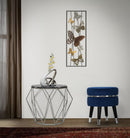 Pouf Poggiapiedi Ø35x40,5 cm in Legno e Tessuto Vellutato Blu