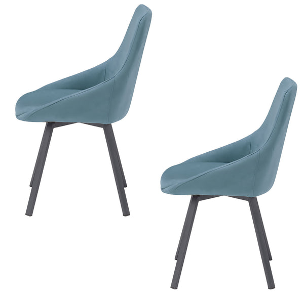 Set 2 sedie Imbottite 51x60x88 cm In Tessuto Suet Asia Petrolio sconto