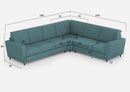 Divano Angolare 6 Posti 288x248x85 cm Yasel in Tessuto Petrolio