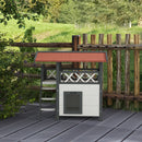 Casetta per Gatti da Esterno con Terrazza e Scaletta 77x50x73 cm in Legno Bianco e Grigio