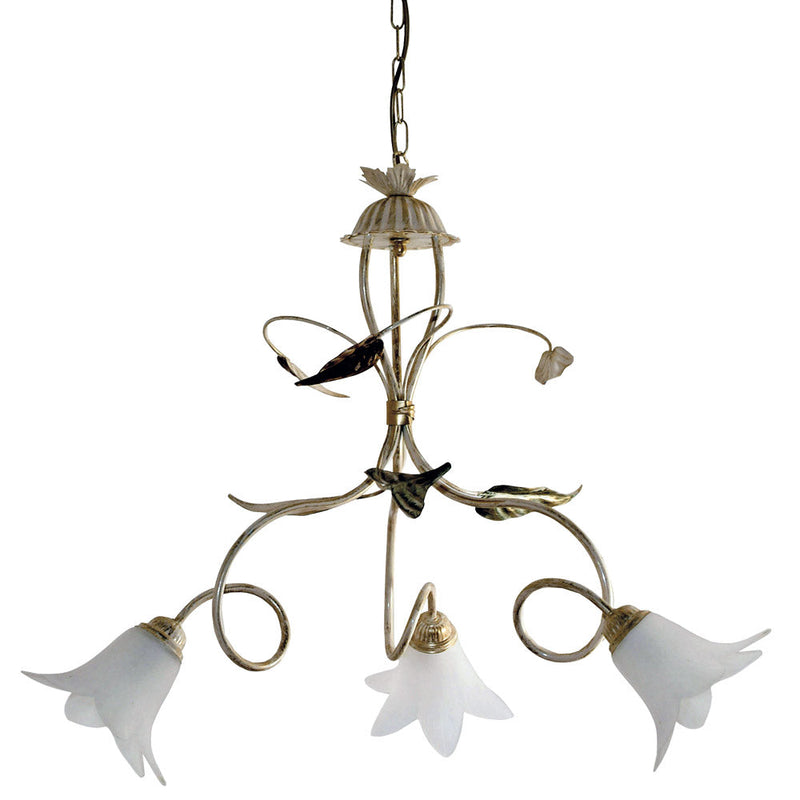 Lampadario 3xE14 Montatura Anticata Vetro Paglierino E-Energy Giorgia