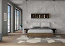 Letto Matrimoniale con Alzata Comoda Struttura Noce con Cuscini in Similpelle Appia Bianco Varie Misure