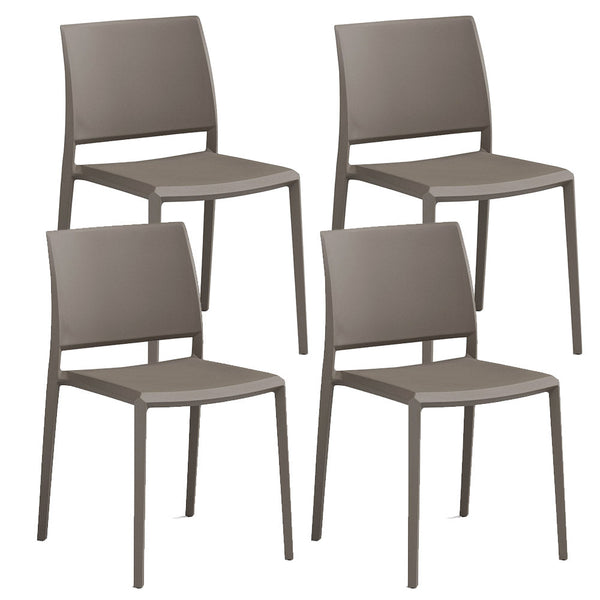online Set 4 Sedie Impilabili 82x45x53 cm in Polipropilene e Fibra di Vetro Megan Tortora