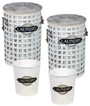 Set 2 Cesti Bauli Rotondi + 2 Cestini in Metallo Bianco