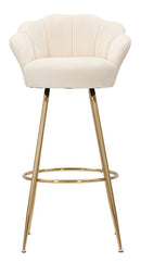 Sgabello Bar Vienna Crema 55x53x110 cm Spugna e Tessuto e Metallo Crema e Oro
