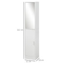 Mobile a Colonna Bagno 32x28x162 cm con Anta Superiore a Specchio Rivestimento in Melamina Bianco  