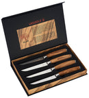Set 4 Coltelli da Bistecca Lama Liscia Manico in Legno di Olivo
