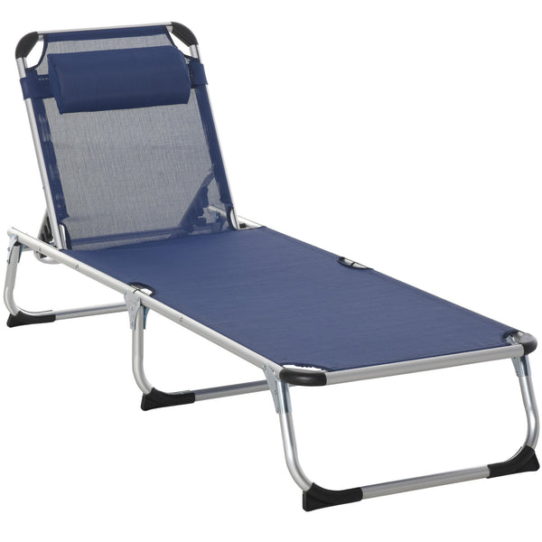 Lettino Prendisole Pieghevole da Giardino 60x170x76 cm in Alluminio e Textilene Blu online