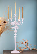 Candeliere Composto da 5 Bracci Altezza 44,5 cm Bianco