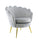 Poltrona Imbottita Schienale a Conchiglia in Velluto Piedi Oro Grigio