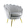 Poltrona Imbottita Schienale a Conchiglia in Velluto Piedi Oro Grigio