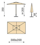 Ombrellone da Giardino 3x2 m Palo Ø38 mm in Alluminio Tessuto Olefin Trend Terracotta