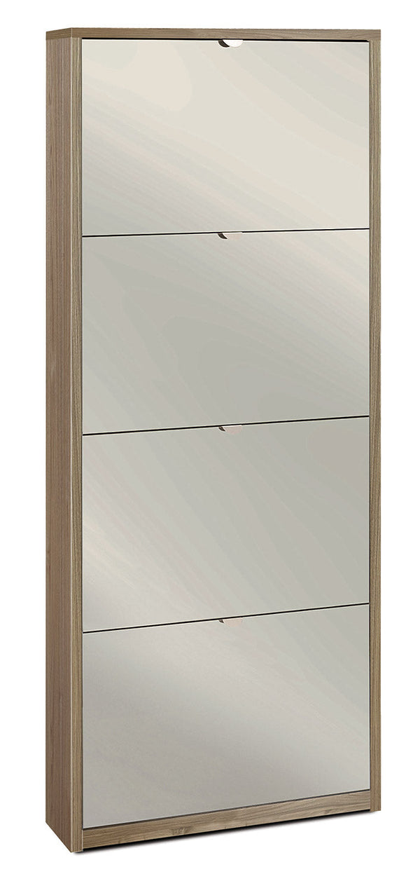 acquista Scarpiera Salvaspazio 4 Ante con Specchio 10 Paia  63x154x18 cm Noce Stelvio