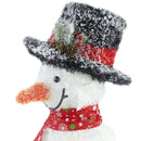 Pupazzo di Neve Decorativo con Luci Led da 65 cm con Sciarpa e Cappello