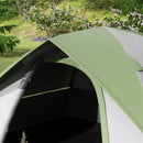 Tenda da Campeggio 2 Posti con Finestra a Rete 210x110x150 cm in Poliestere e Fibra di Vetro Grigio e Verde