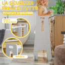 Torre Montessoriana Scala con Barra di Sicurezza Regolabile su 3 Livelli 45x47,5x91 cm in Legno Bianco 