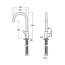 Rubinetto Cucina Miscelatore Monocomando Lavello Canna Tonda in Ottone Granito Plus Nero