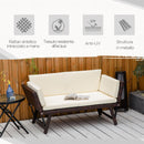 Divano da Giardino 2 Posti Trasformabile in Lettino in Rattan Sintetico Bianco 129x66x79 cm