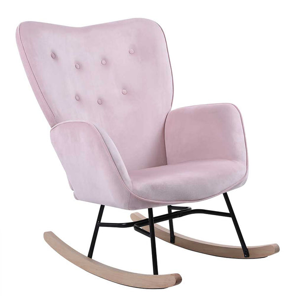 prezzo Poltrona Sedia Dondolo Relax Tessuto e Metallo Imbottita Design Moderno Rosa