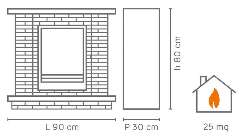 Camino a Bioetanolo da Pavimento 90x30x80 cm Tigullio Effetto Pietra Grigia